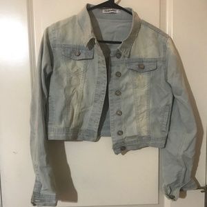 Cropped light denim jacket